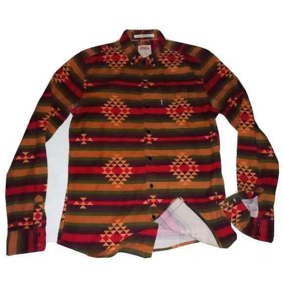LEVI'S MEN'S INDIAN BLANKET SOUTHWEST NAVAJO AZTEC SHIRT Serape SZ Medium M - Picture 2 of 6
